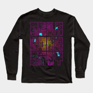 Oklahoma, USA City Map Typography - Neon Long Sleeve T-Shirt